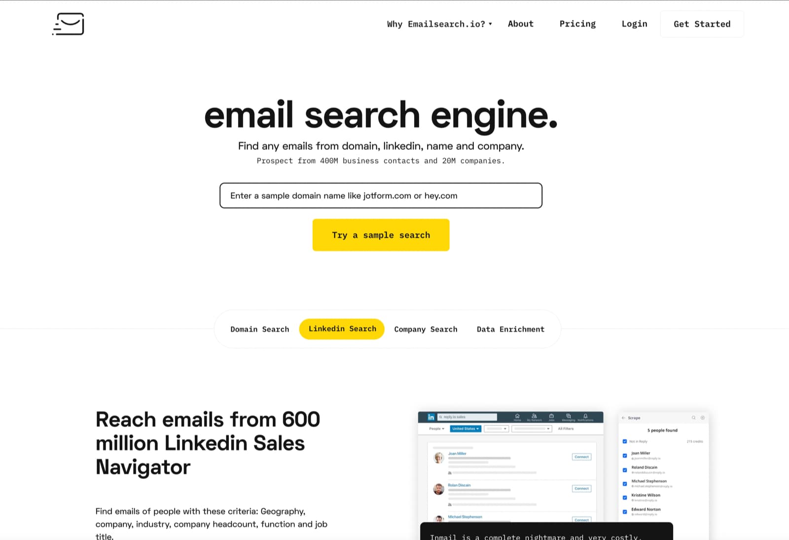 Emailsearch.io email search engine for linkedin
