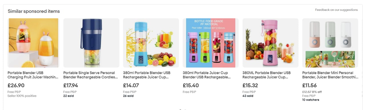 ebay blender suggestions for upselling