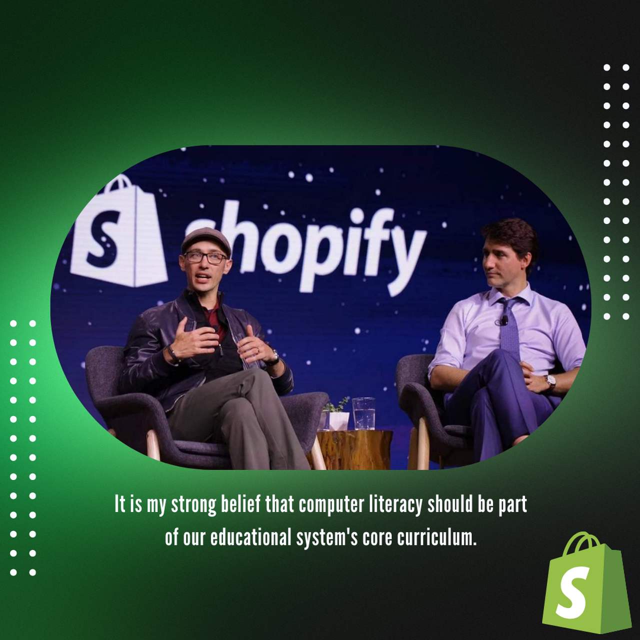 Tobias Lutke Shopify CEO  and Prime Minister Justin Trudeau talking on Tuesday May 8, 2018