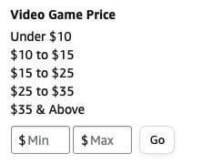 Amazon's pricing facet example