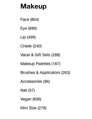 Sephora faceted search example