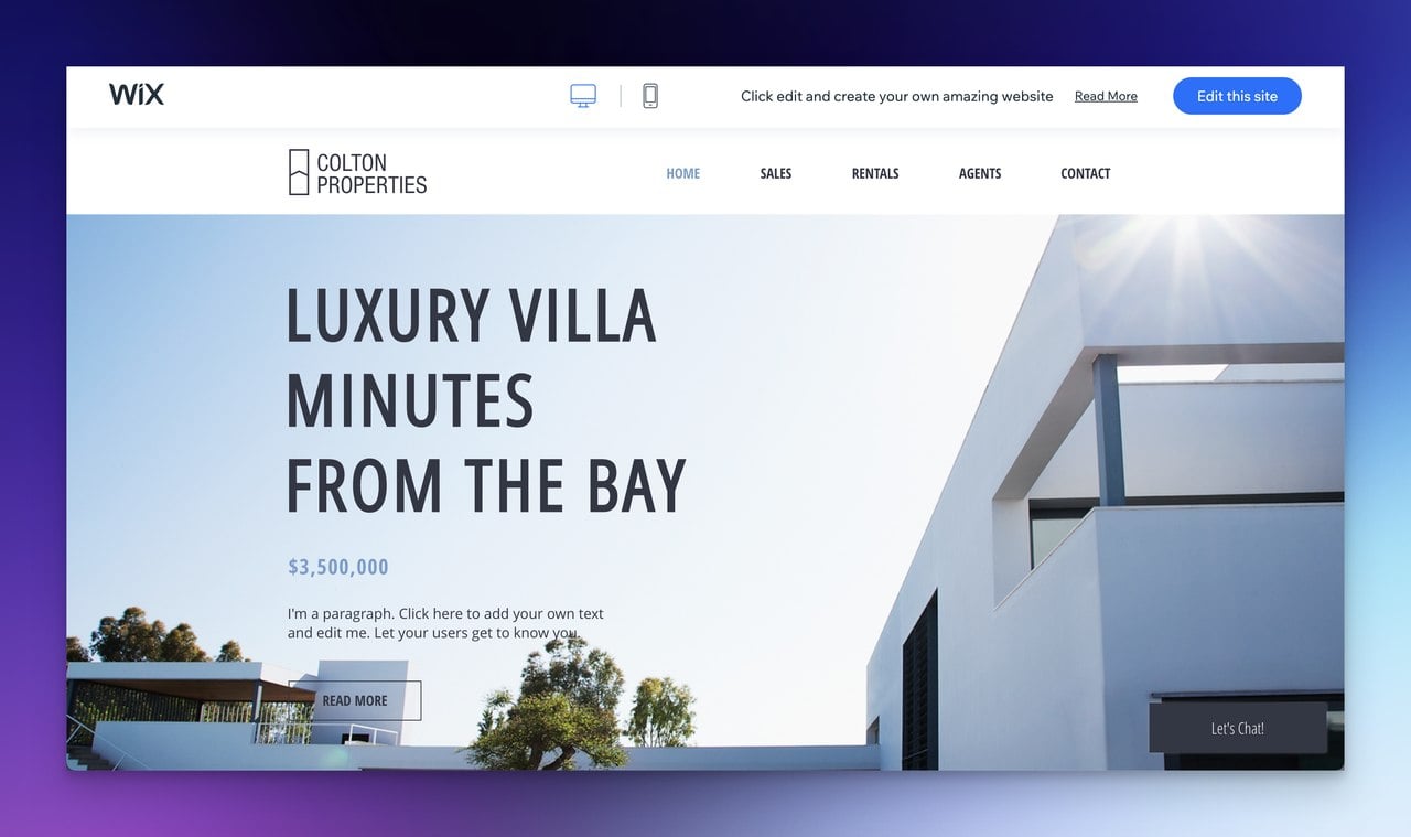 Wix real estate firm template demo