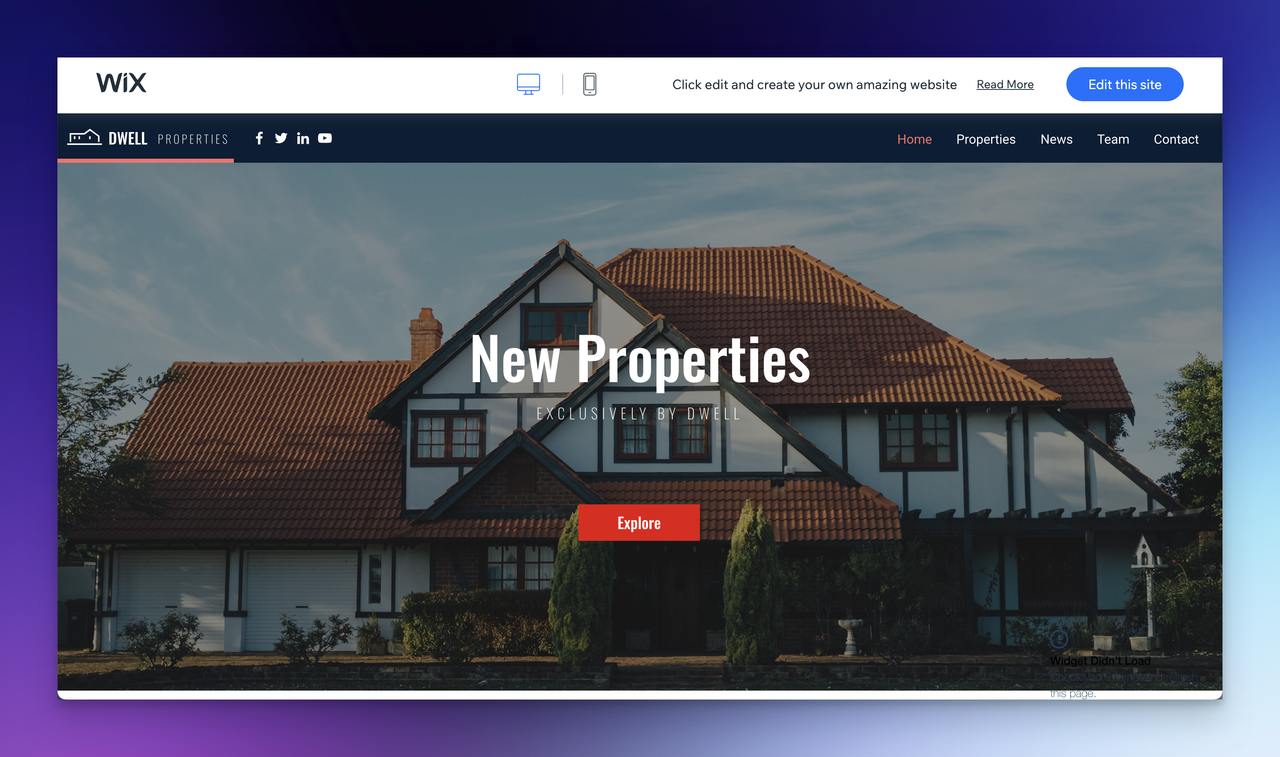 Wix real estate template example