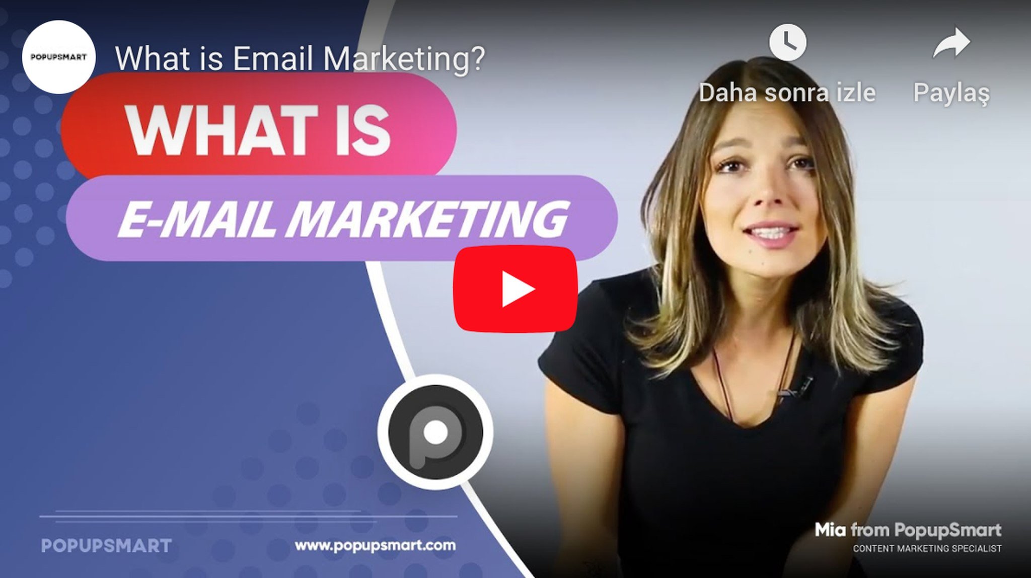 What is email marketing youtube video image of popupsmart
