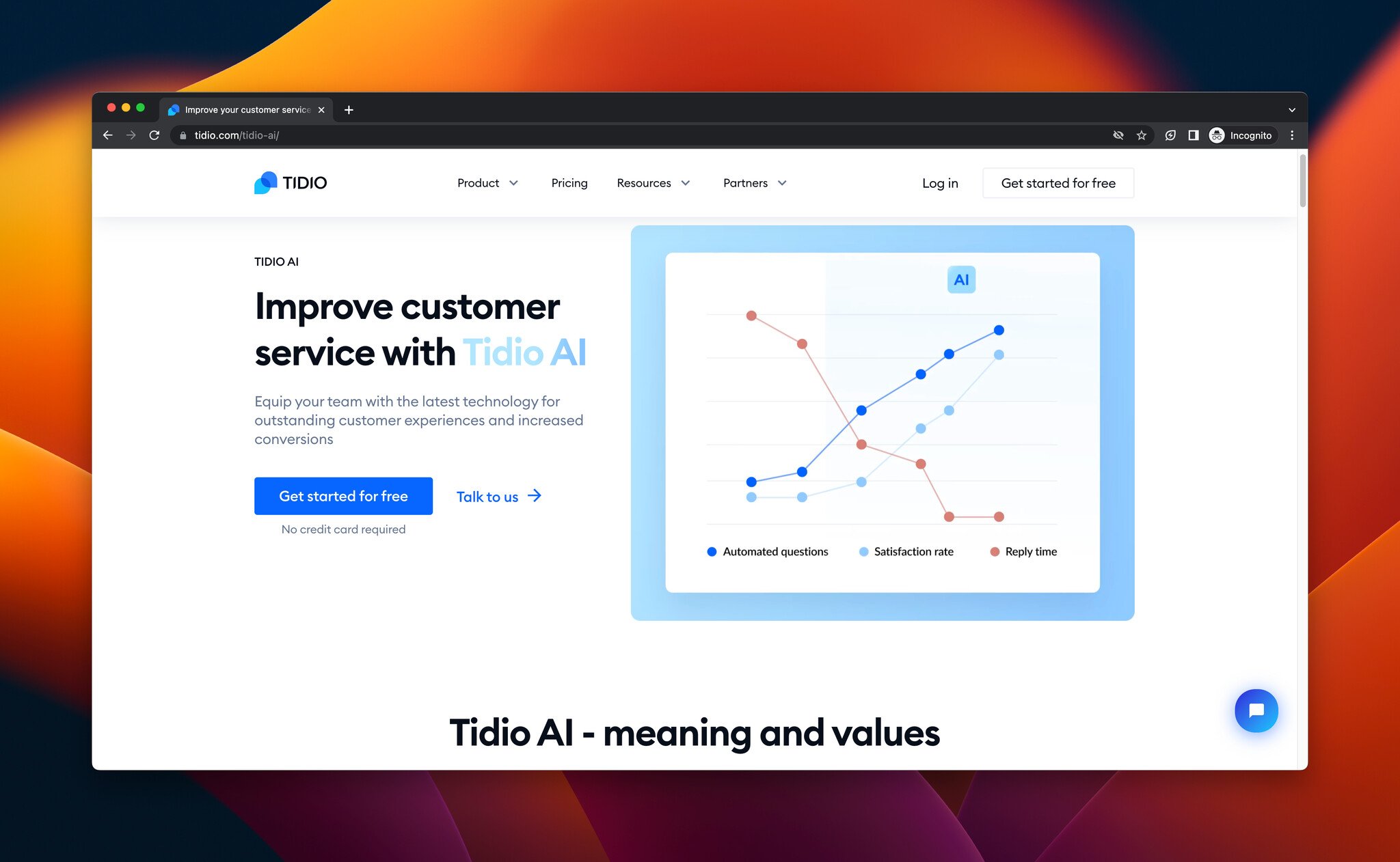 a screenshot of the landing page of Tidio, AI tool for e-commerce