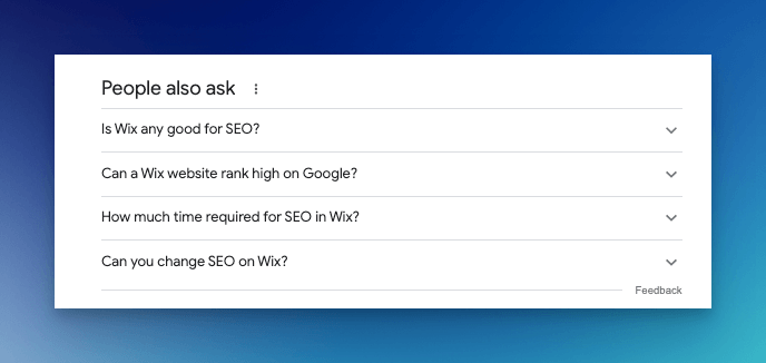 google rich result screenshot of Wix SEO topic