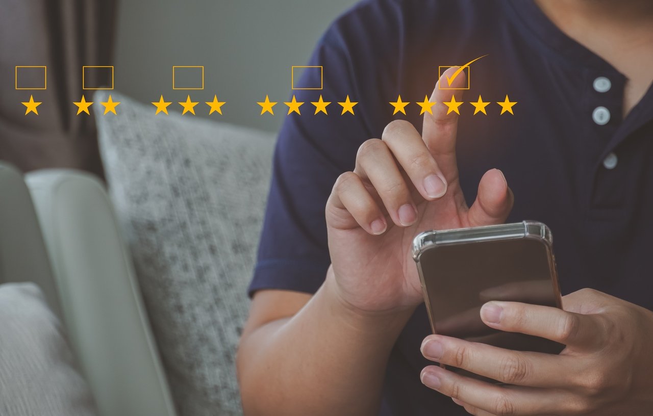 customer review good rating concept customer with stars
