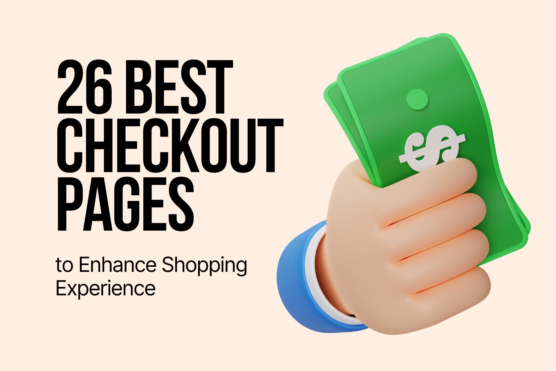 the cover of best checkout pages with a hand holding money icon and the title
