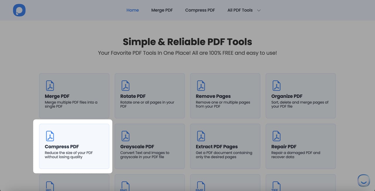 Popupsmart free tools and Compress PDF