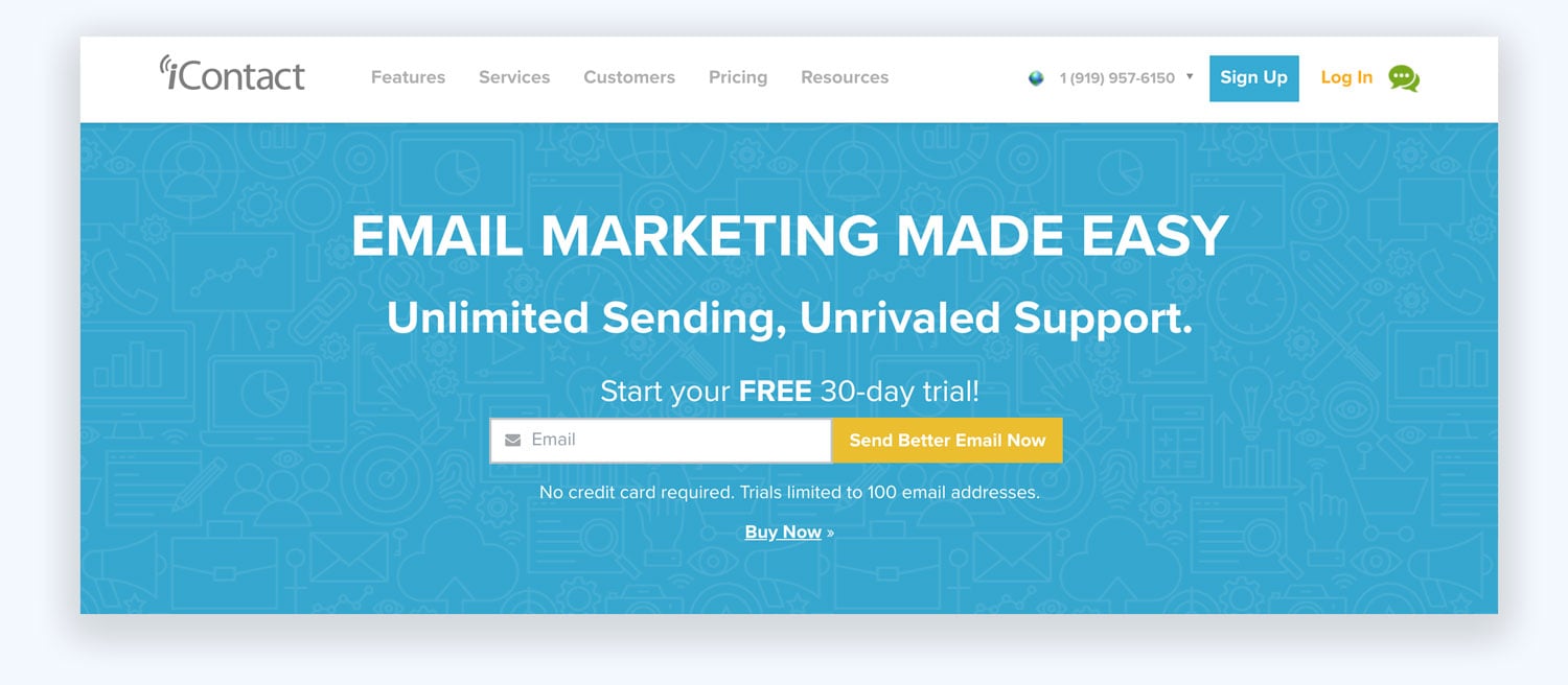 iContact Email Marketing and Automatin Service Website