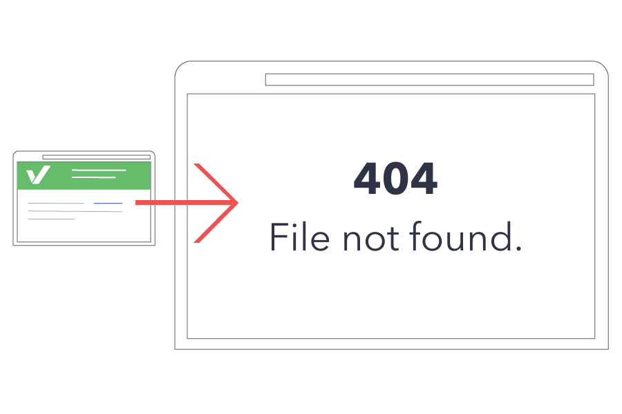 404 file not found broken link representation