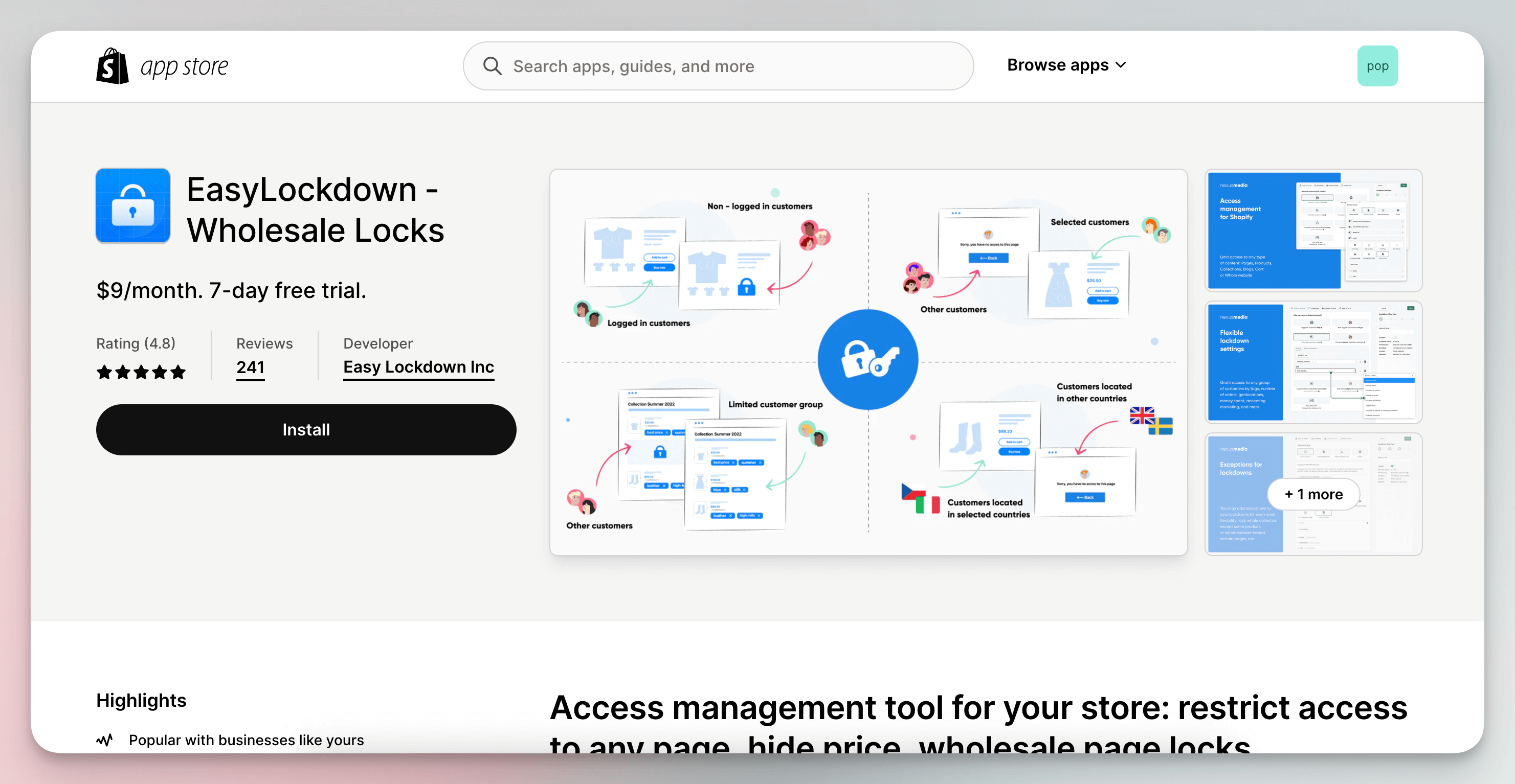 'Sepete Ekle' butonunu gizlemek için kullanılan ilk uygulamanın App Store görünümü