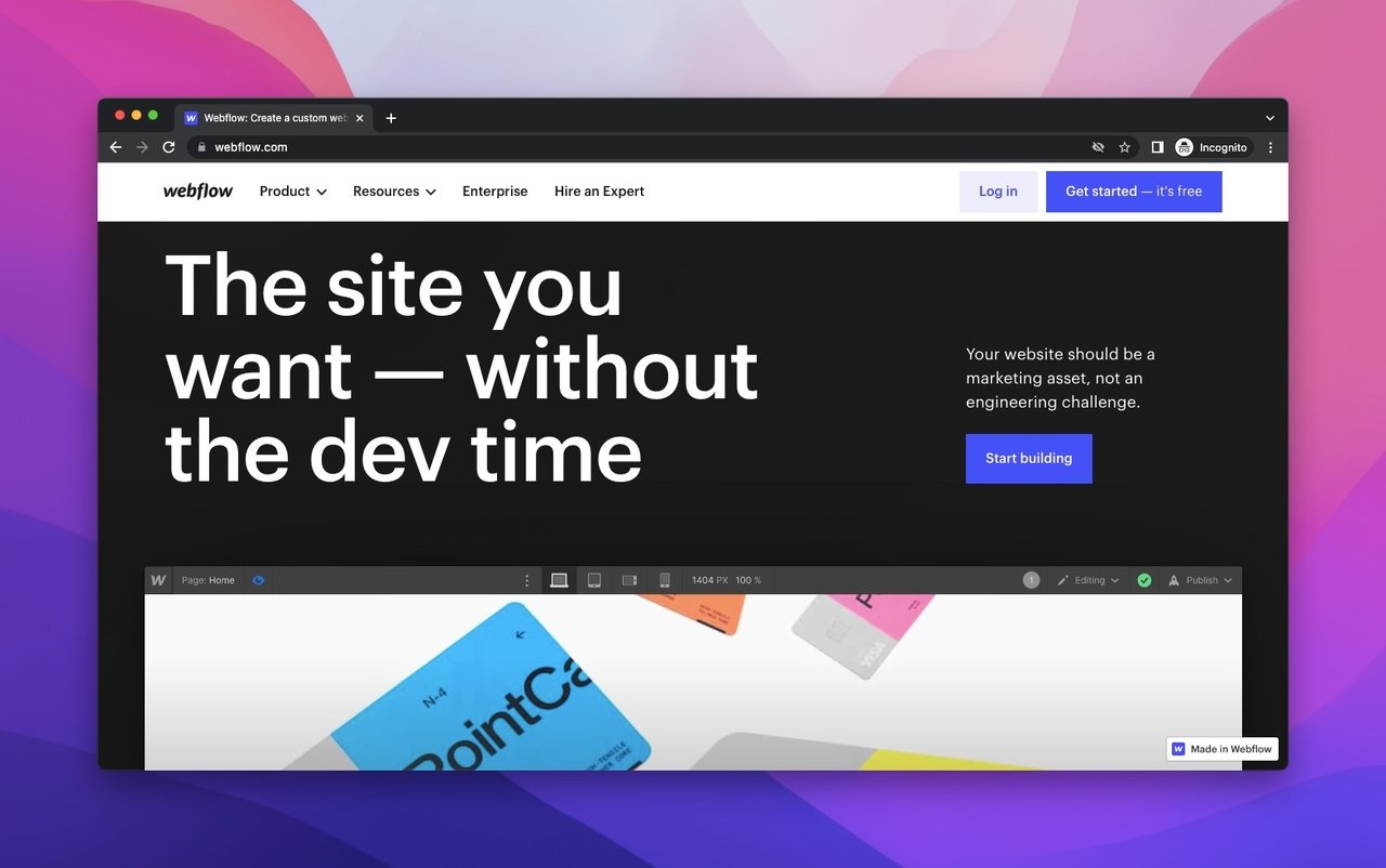 webflow web sayfası