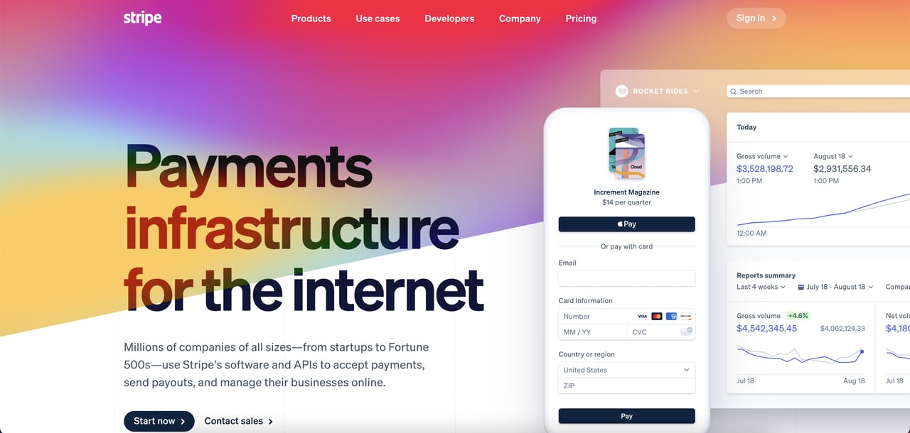 Stripe SaaS benzersiz satış önerisi örneği