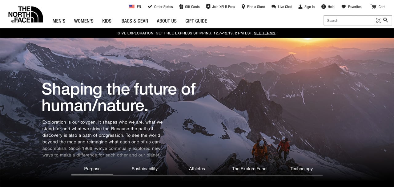 The North Face'in benzersiz satış önerisi örneği