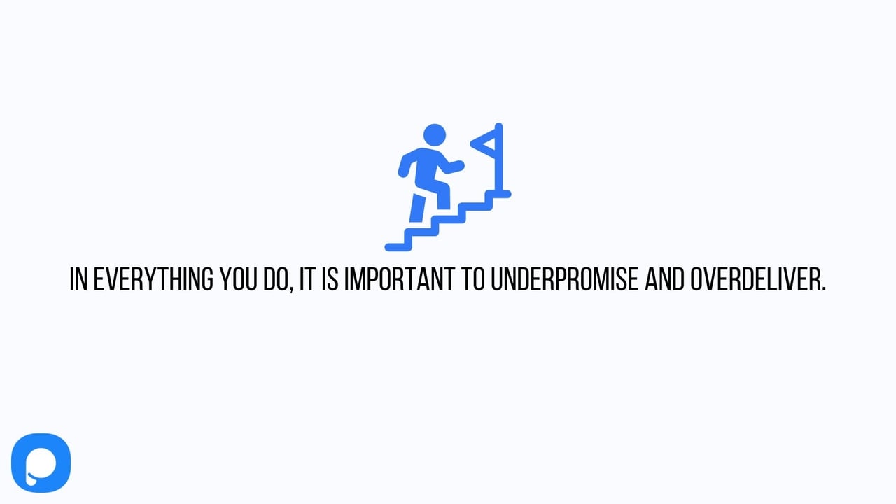 a man figure climbing stairs toward success illustrating the underpromise and overdeliver strategy