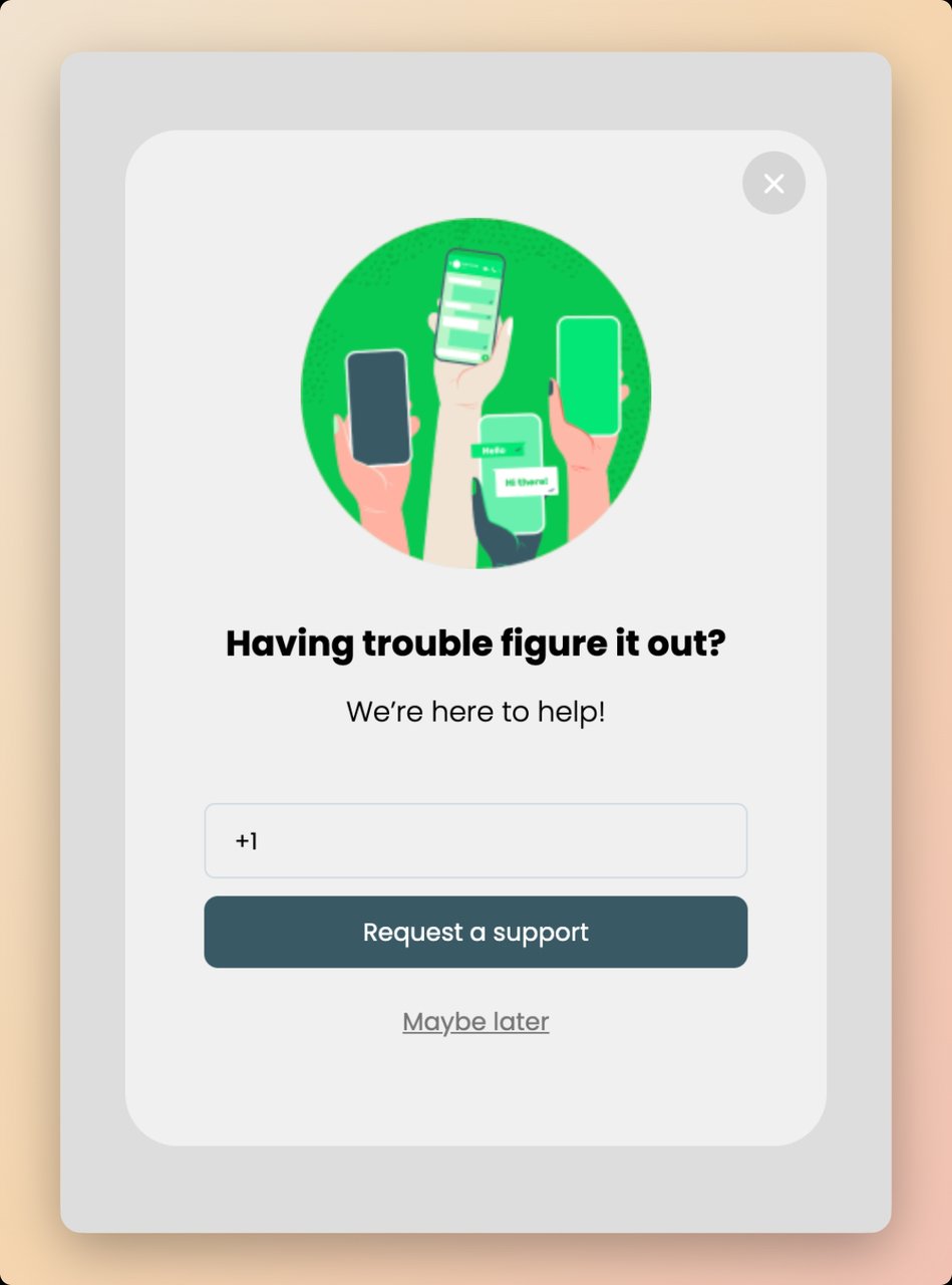 SMS popup template example from Popupsmart with a green background and a text that asks Having trouble figuring it out?