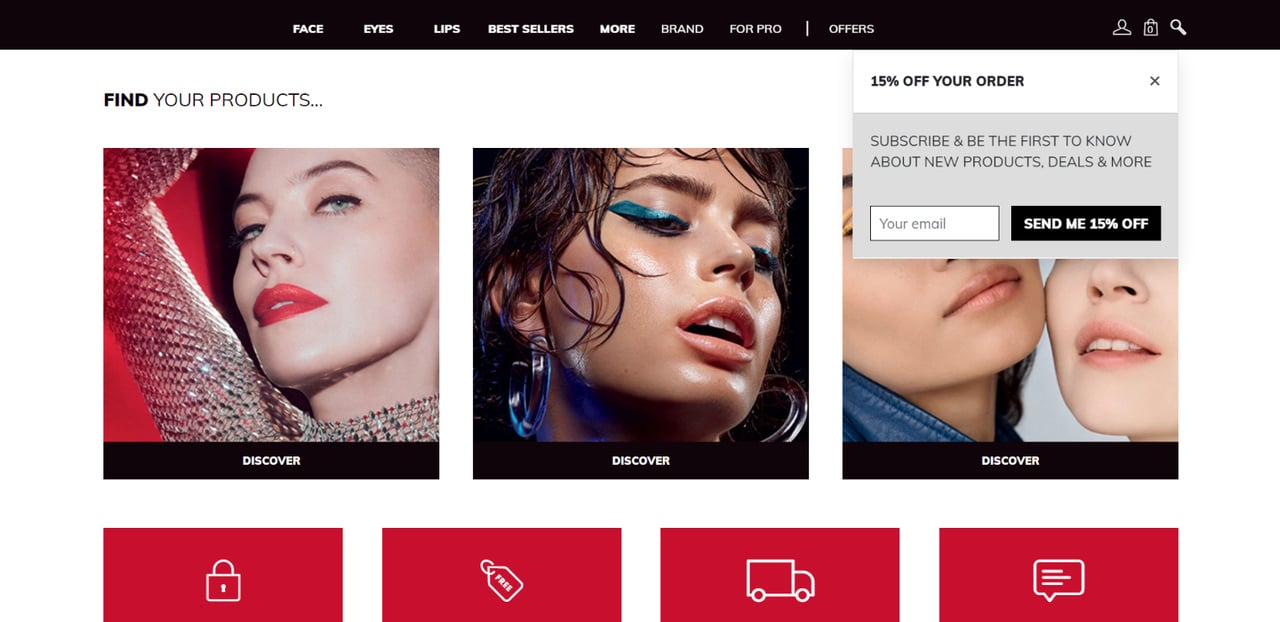 Makeup Forever alışveriş fırsatları pop-up'ı ile indirim