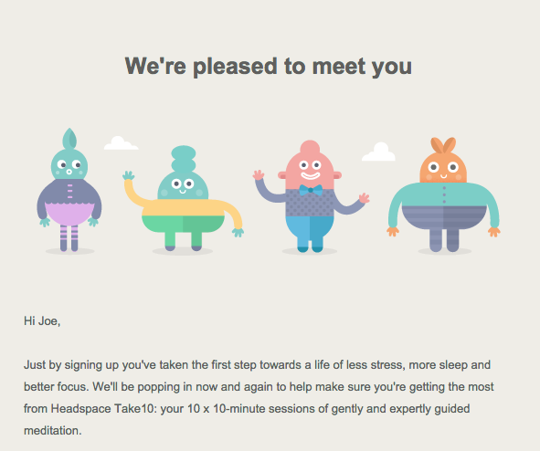 Headspace welcoming-drip-marketing-email