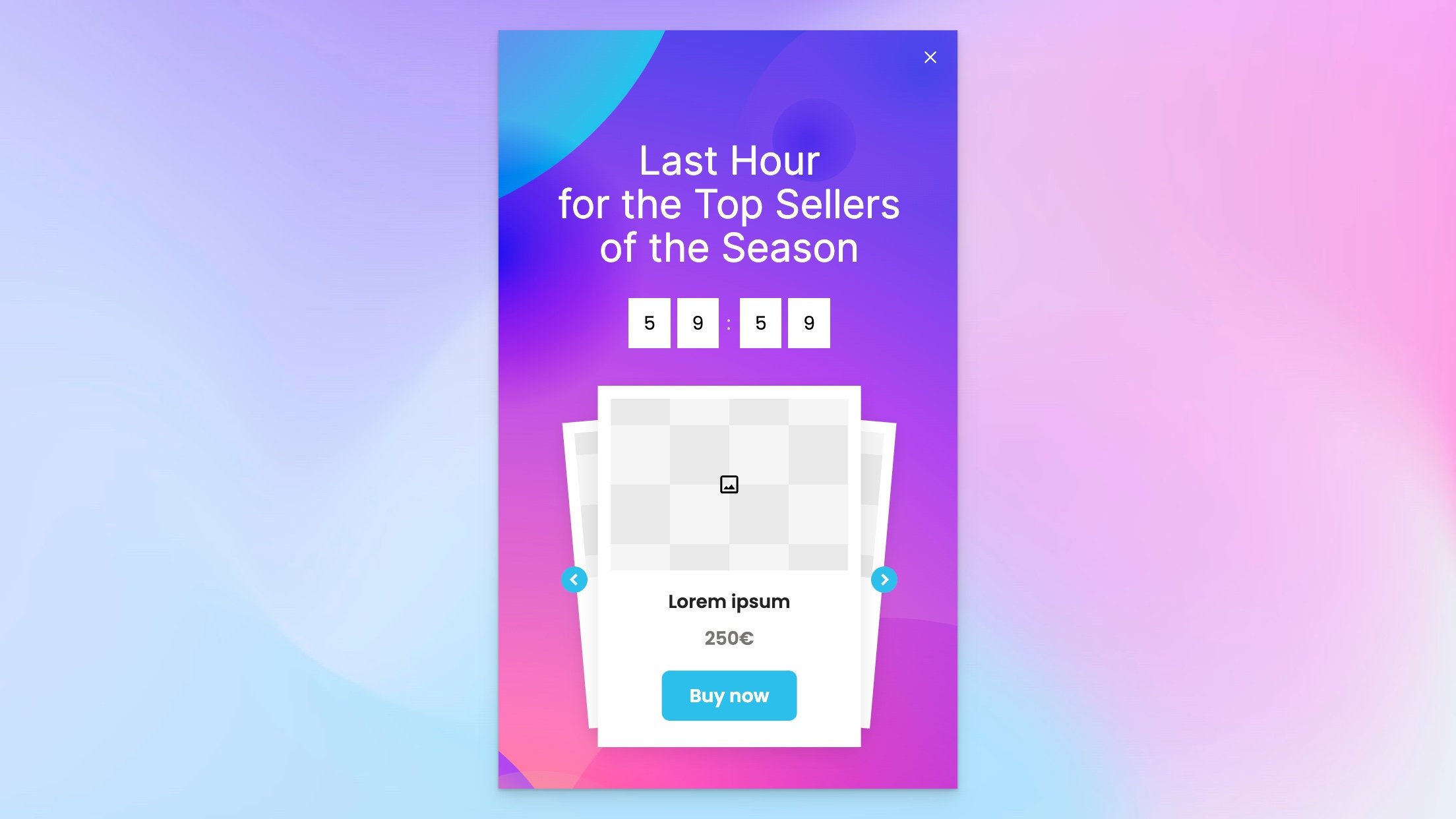 Popupsmart ile Shopify elementi içeren bir popup örneği