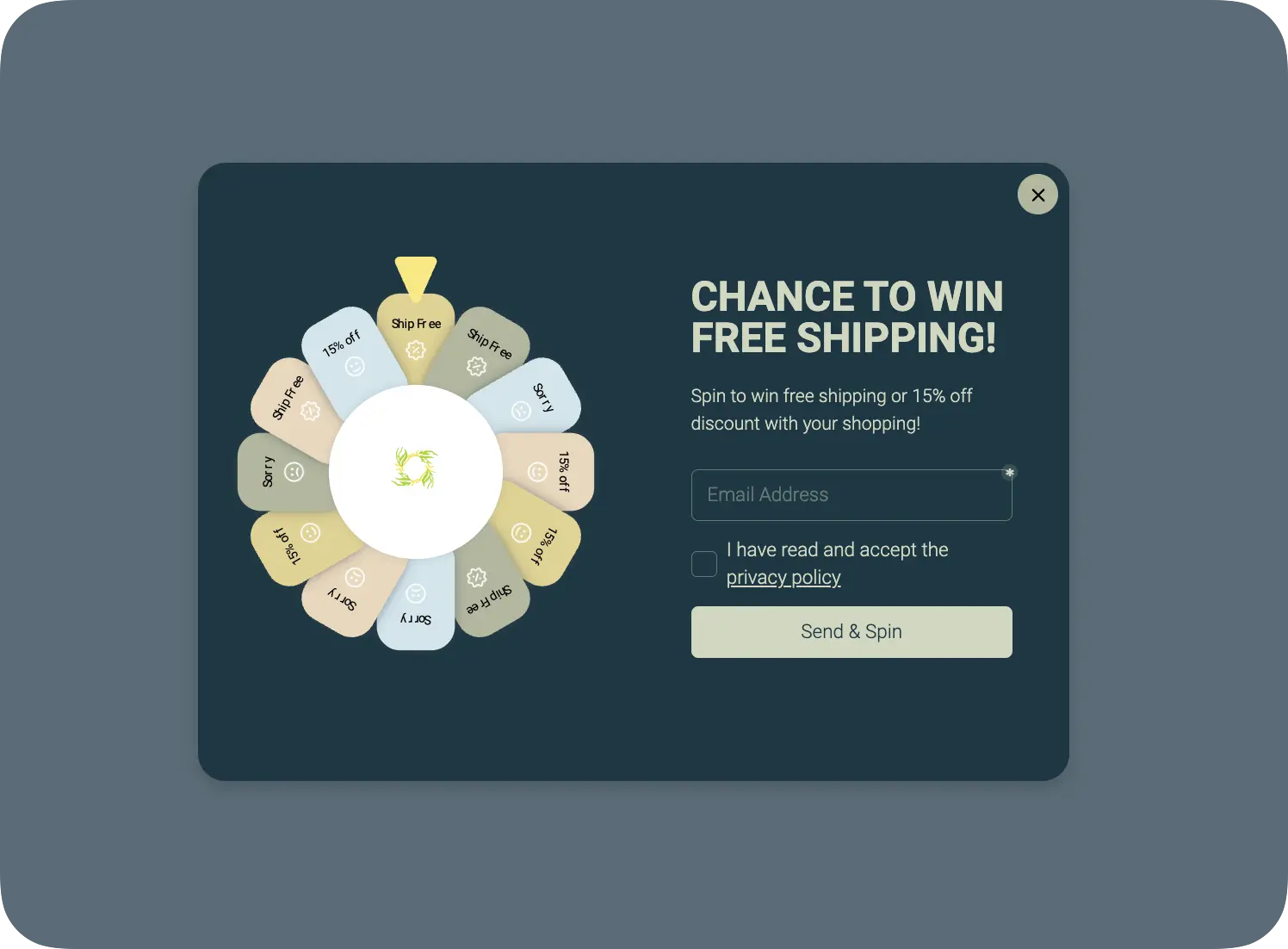 free shipping gamification popup