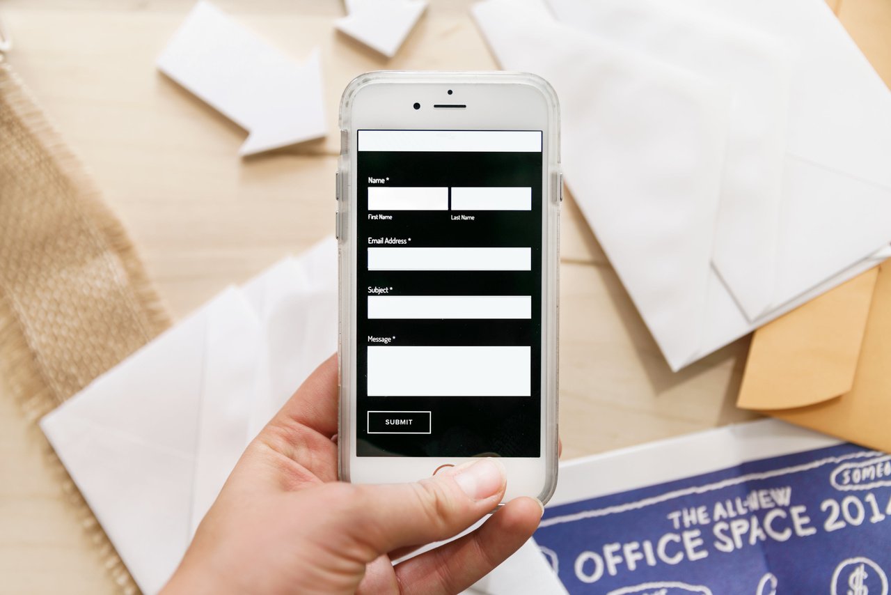 An example of a contact form on a smartphone