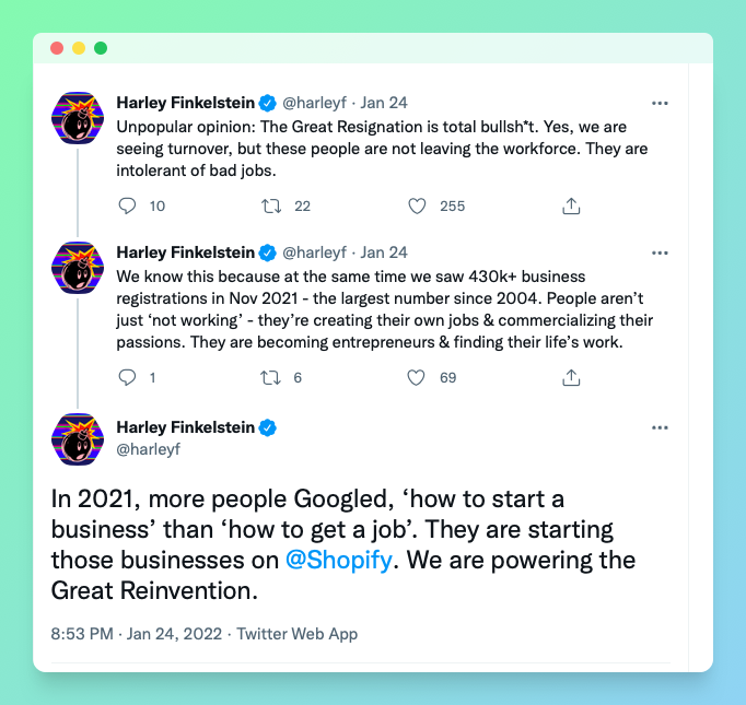 Harley Finkelstein'in Shopify dönüşüm oranı hakkındaki Twitter dizisi