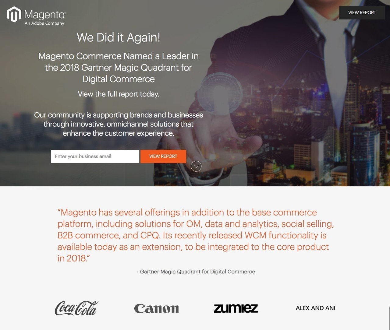 Magento landing page example