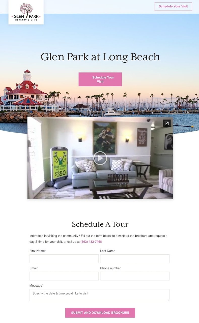 Glen Park landing page example