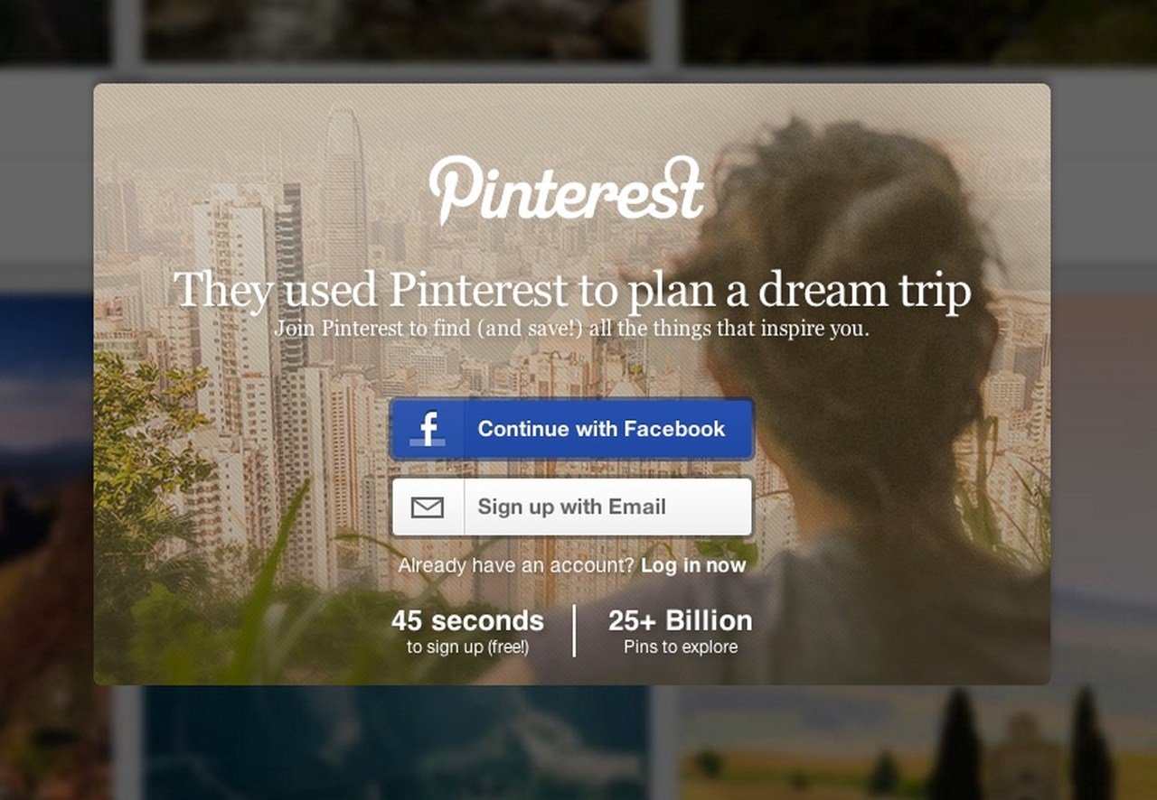 Create an effective headline by using plain language example: Pinterest