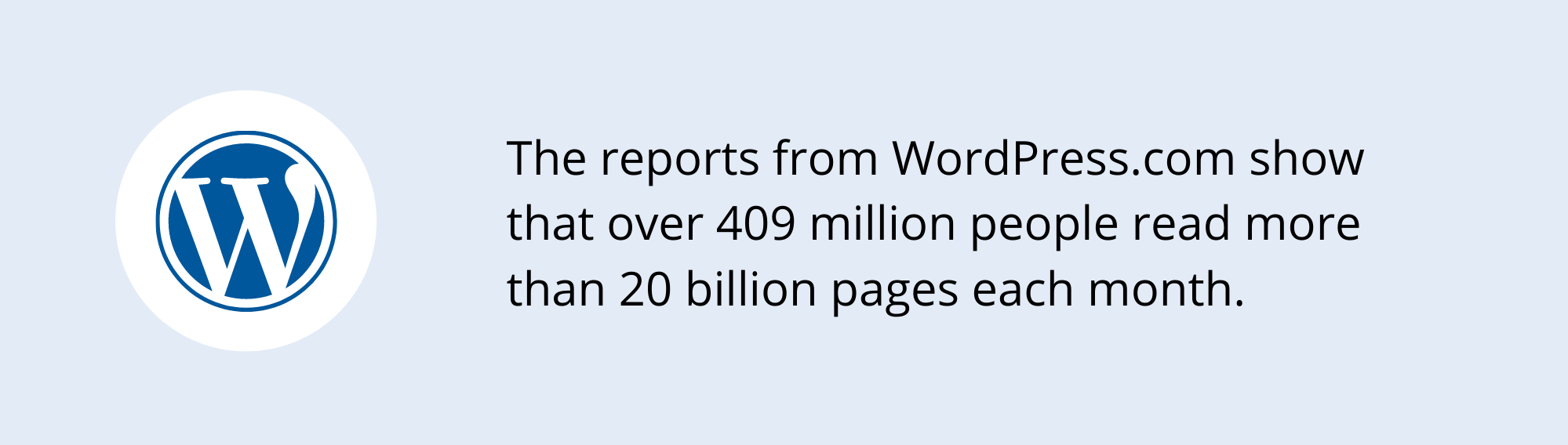 WordPress.com istatistikleri, yazılım logosu ve mavi arka plan ile