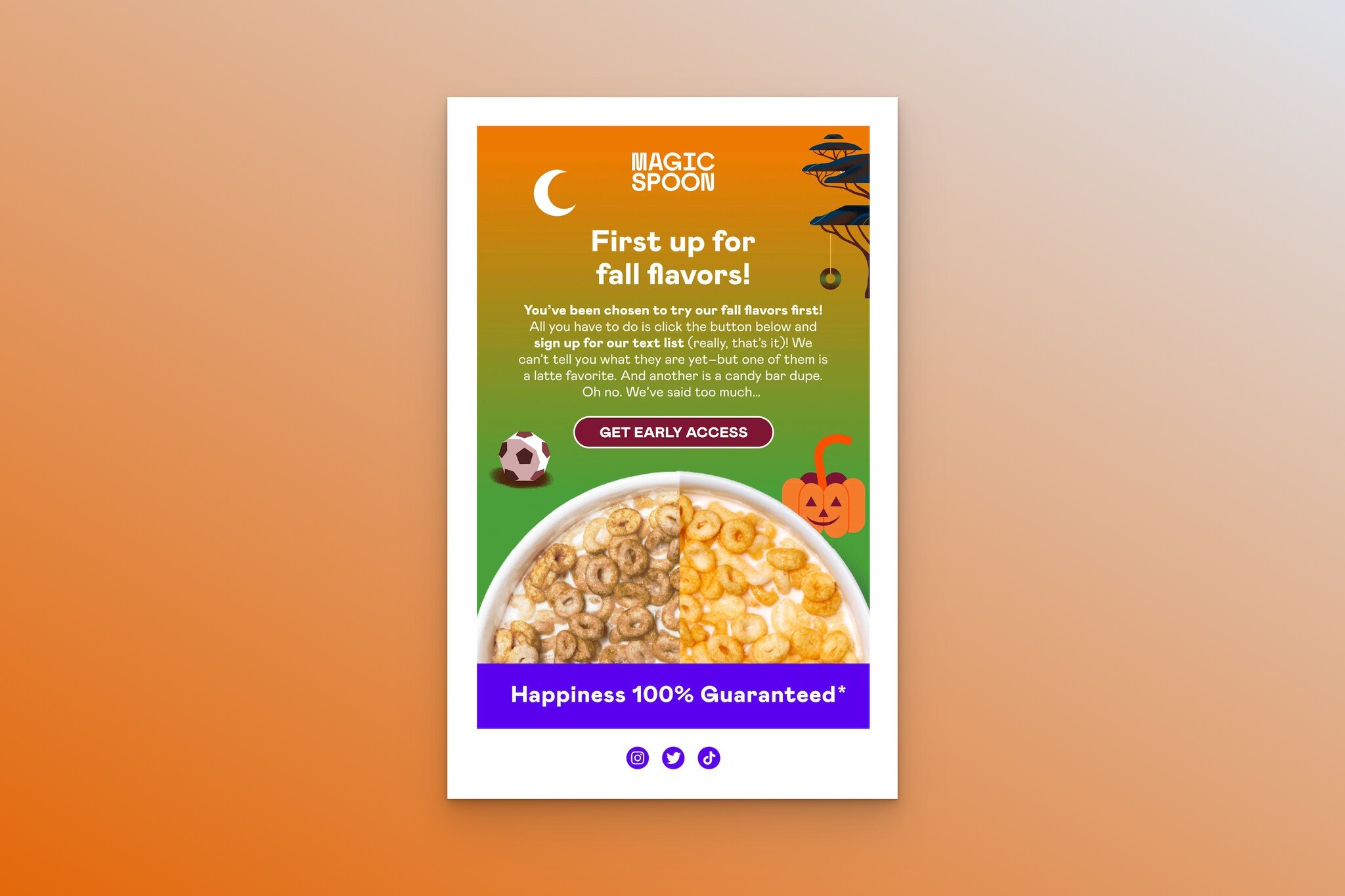 Magic Spoon'un sonbahar e-posta örneği