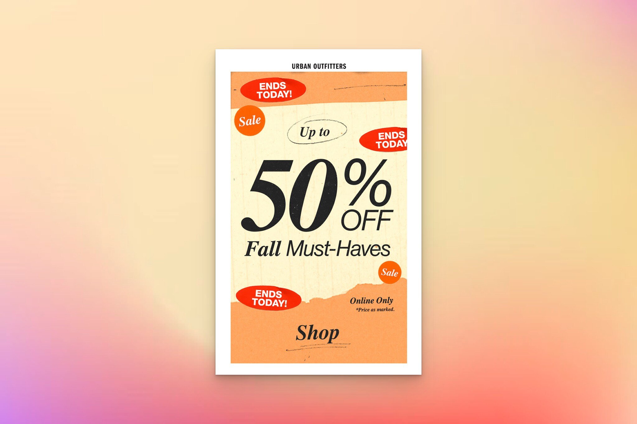 Urban Outfitters sonbahar email örneği