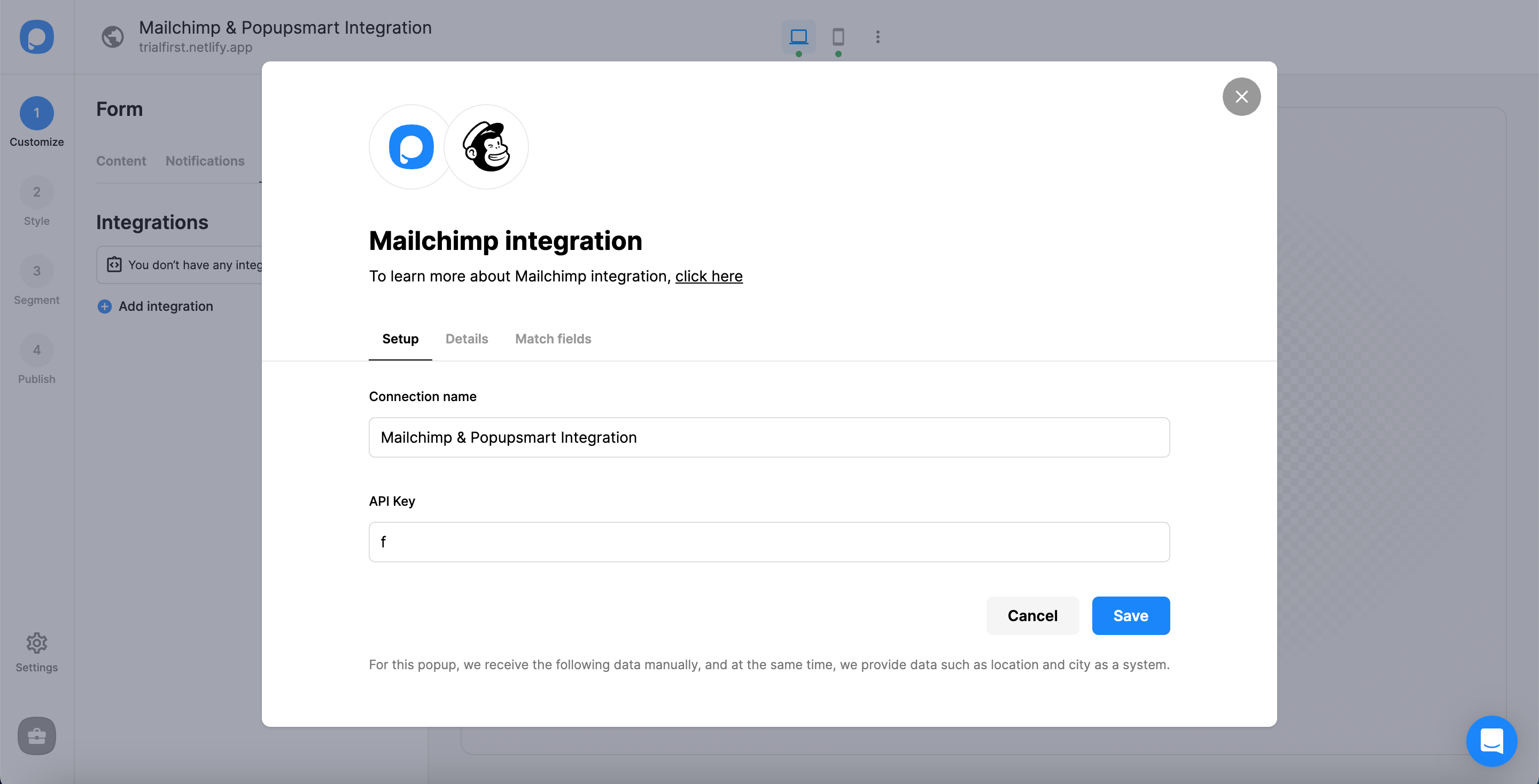 Setup Mailchimp Connection