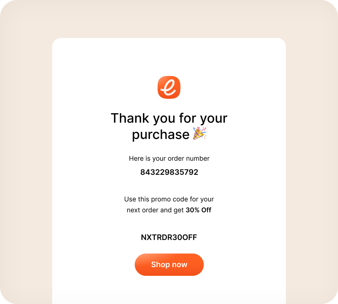thank you for purchase email