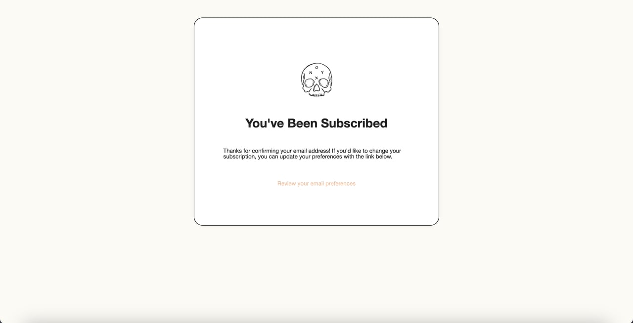 Onyx Kahve Laboratuvarı teşekkür sayfası örneği