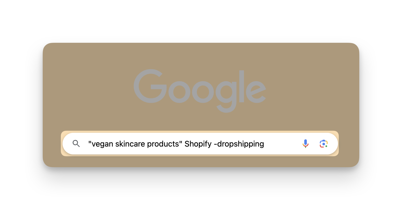 Example of a query which dropshipping is removed from searches with the Google minus operator