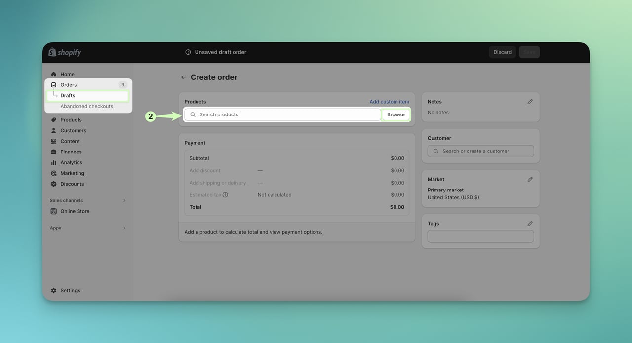 Shopify yönetim panelinde ürün gözden geçirme adımı