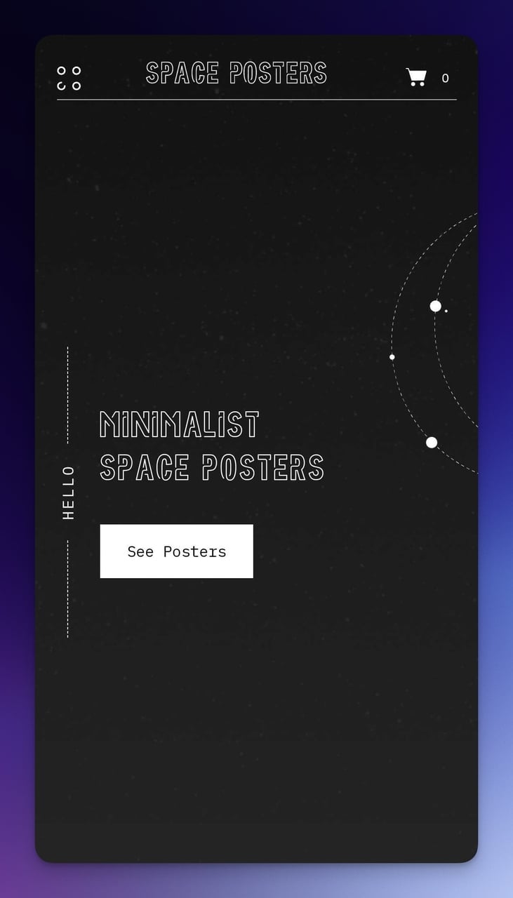space posters açılış sayfasının ilk görünümü