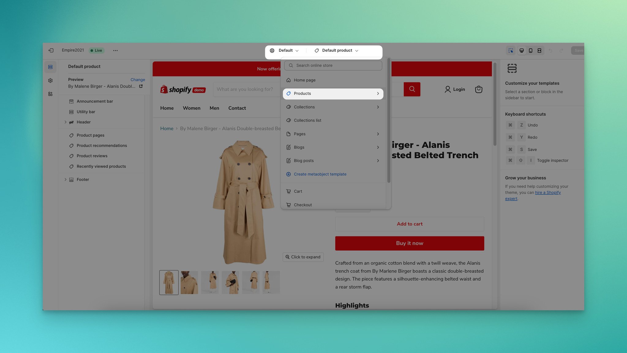 Uploading a size chart image to the product metafield in Shopify admin