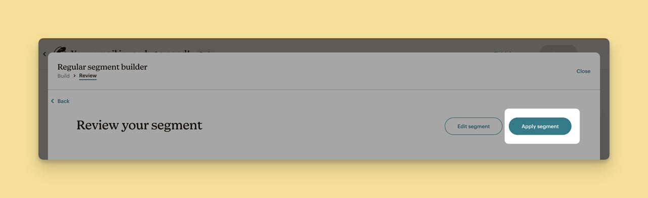 MailChimp'te Segmenti Uygula düğmesi