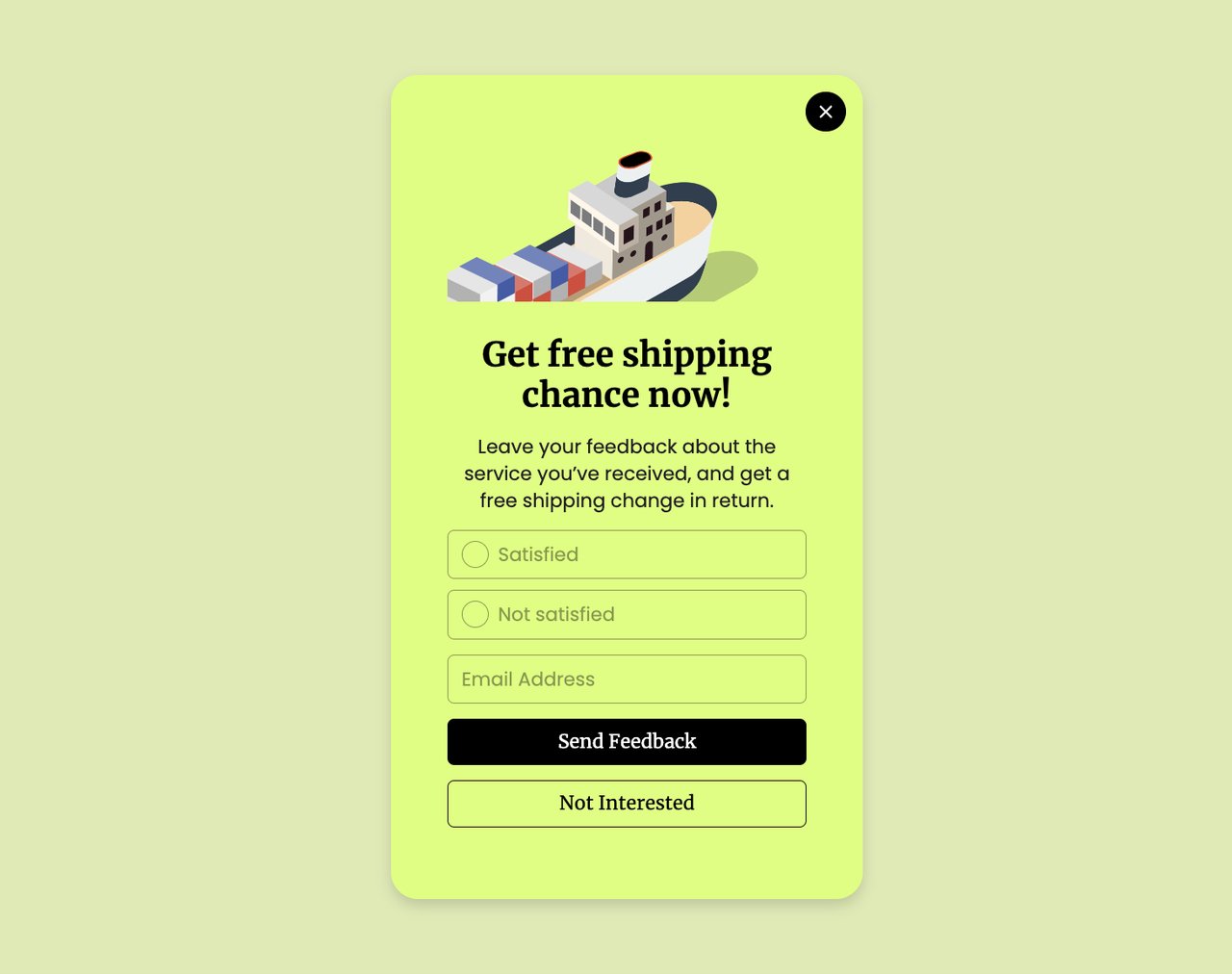 Kayıt için Popupsmart tarafından oluşturulmuş ücretsiz kargo popup'ı