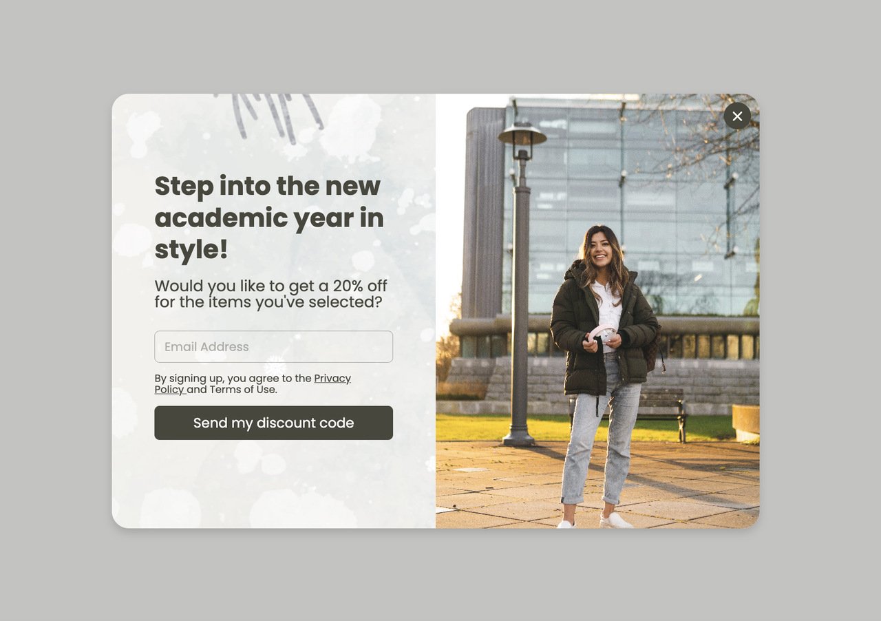 Popupsmart tarafından kayıt için oluşturulmuş özel kampanya pop-up'ı
