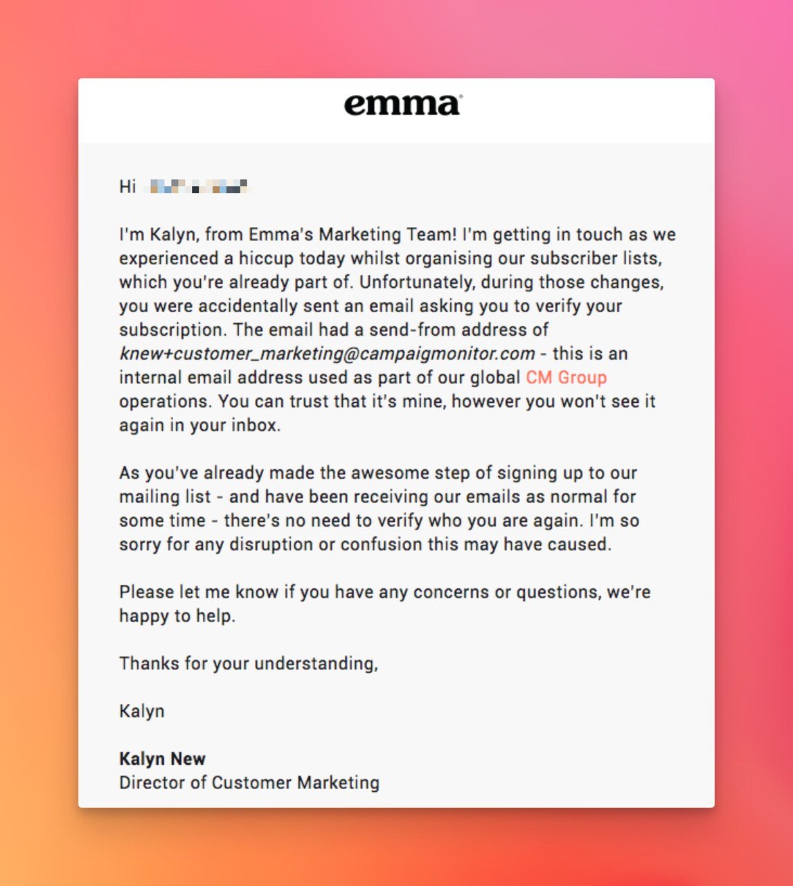 Çok uzun bir içeriğe sahip Emma'nın düzeltme e-postası