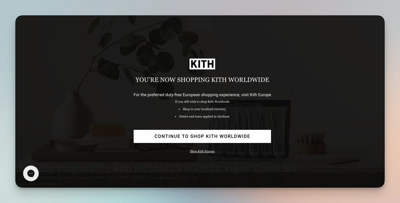kith coğrafi konum kişiselleştirme örneği ile popup
