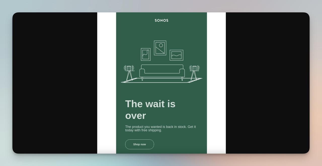 sonos stokta tekrar bulunan ürün e-posta örneği