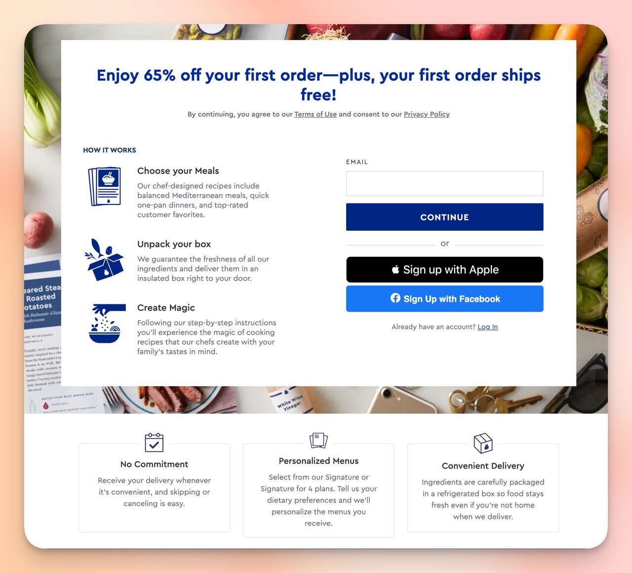 blue apron ilk siparişlere özel teklif