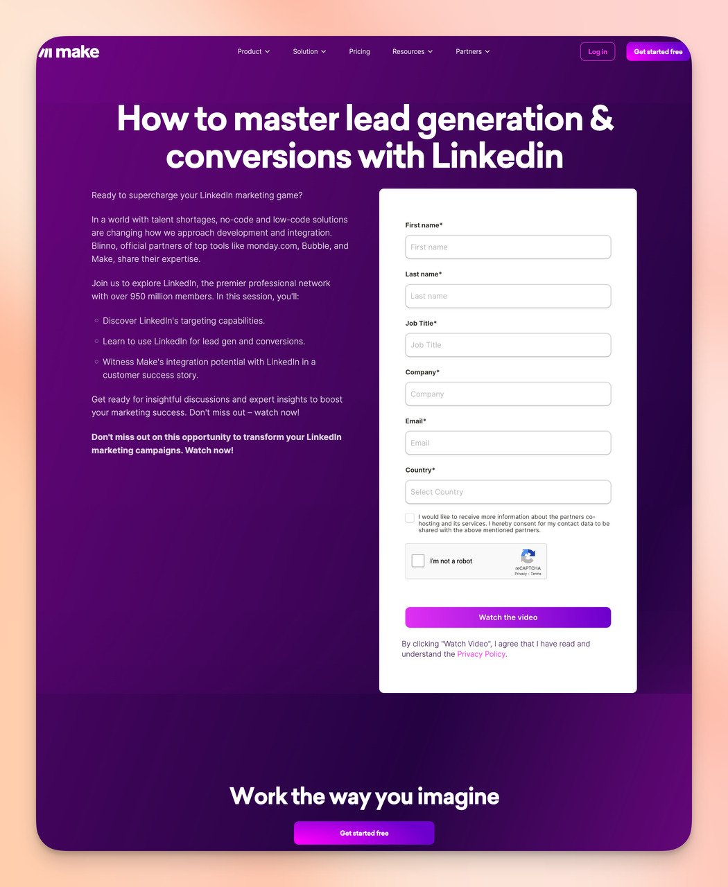 make webinar duyuru kayıt sayfası