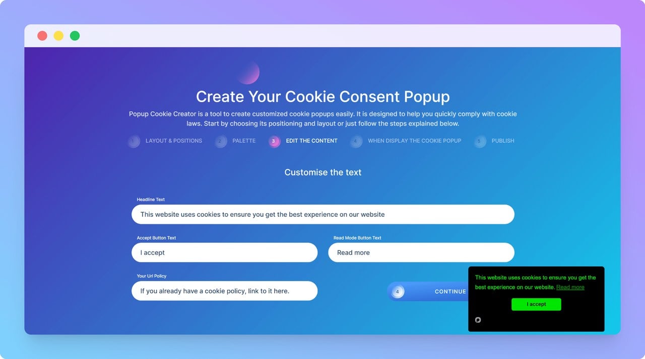 Popupsmart-Shopify-cookie-tool-adım-dört-GDPR-uyumlu-çerez-popup-oluşturma