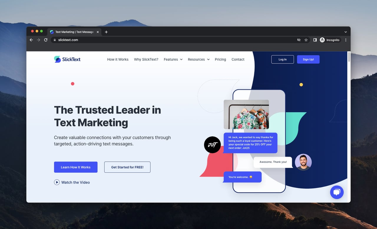 SlickText SMS marketing platform with text-to-join subscriber growth tools